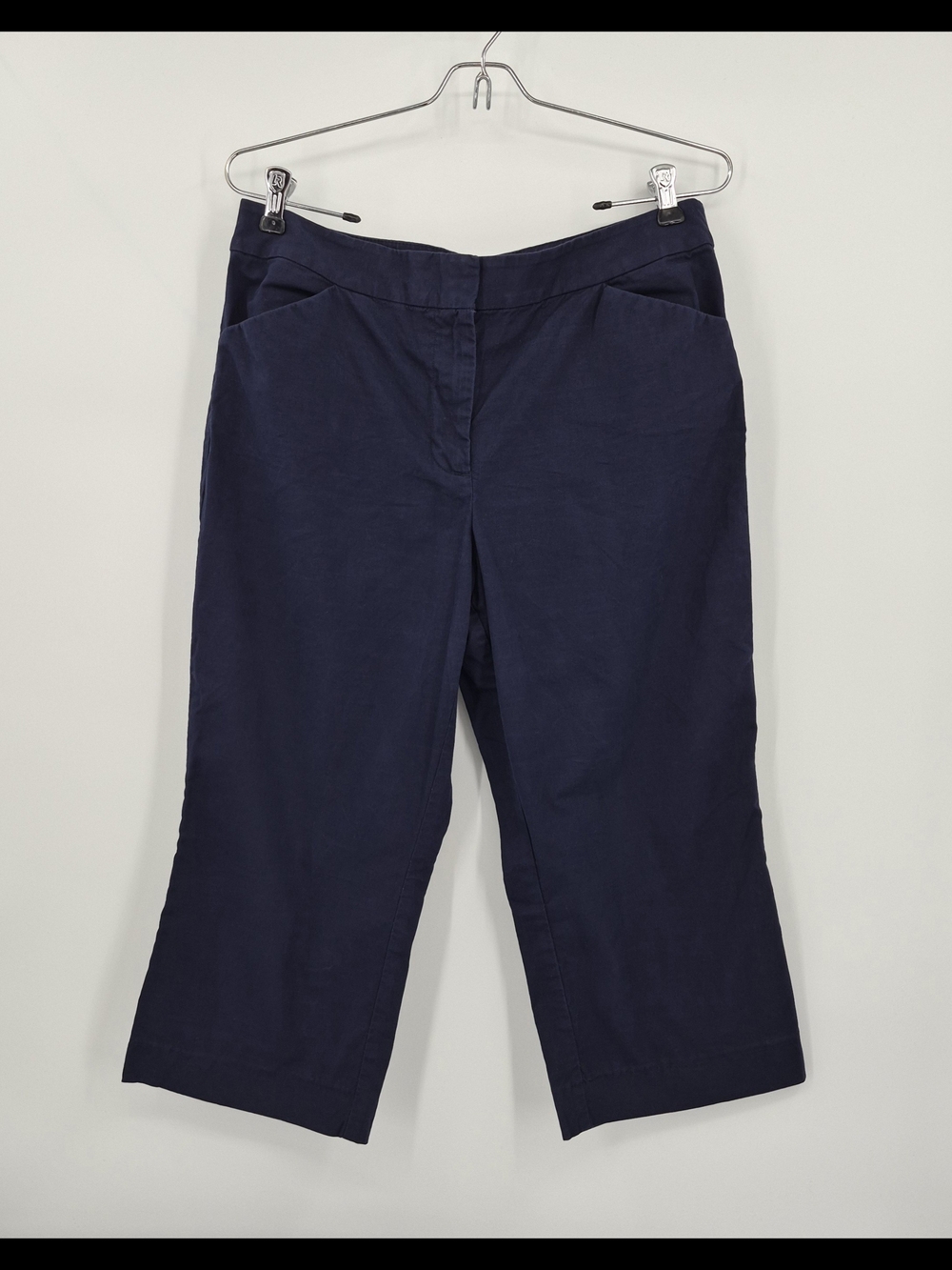 Talbots Pants Womens Sz 12P Navy Heritage Mid Rise Capri Chino Casual